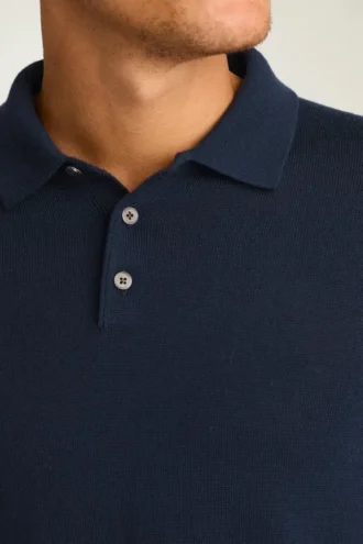 Merino-Polo mit langen Ärmeln