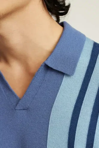 Merino-Pullover im Polo-Stil