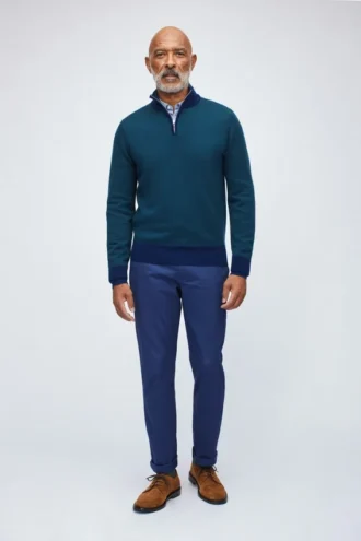 Merino-Pullover mit halbem Reißverschluss
