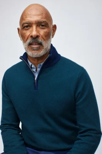 Merino-Pullover mit halbem Reißverschluss