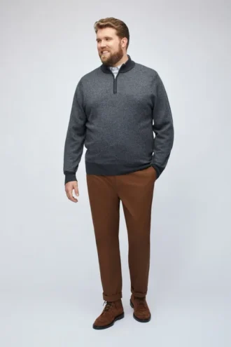 Merino-Pullover mit halbem Reißverschluss – Große Größen