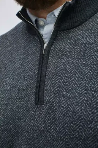 Merino-Pullover mit halbem Reißverschluss – Große Größen