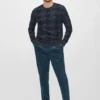 Merino-Pullover mit Rundhalsausschnitt und Hahnentrittmuster Merino-Pullover mit Rundhalsausschnitt und Hahnentrittmuster