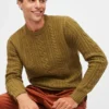Merino-Pullover mit Zopfmuster und Rundhalsausschnitt Merino-Pullover mit Zopfmuster und Rundhalsausschnitt