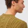Merino-Pullover mit Zopfmuster und Rundhalsausschnitt Merino-Pullover mit Zopfmuster und Rundhalsausschnitt