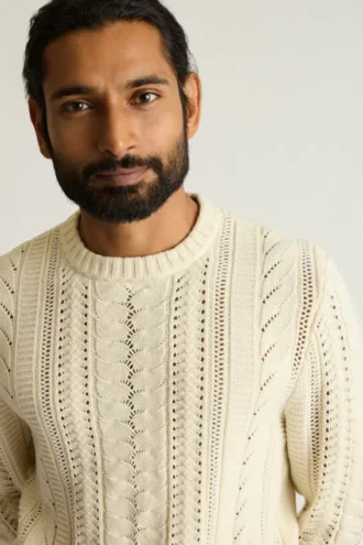 Merino-Zopfmuster-Pullover