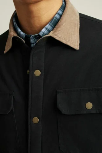 Mit Teddy-Fleece gefütterte Canvas-Jacke