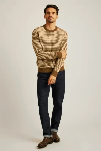 Mittelschwerer Pullover mit Rundhalsausschnitt und Streifenmuster
