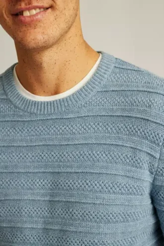 Mittelstarker Pullover mit Strukturmuster und Rundhalsausschnitt
