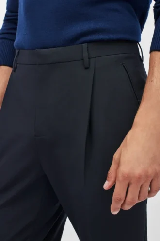 Plissierte Stretch-Wollhose