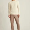 Pullover aus Baumwolle und Kaschmir mit Zopfmuster und Rundhalsausschnitt Pullover aus Baumwolle und Kaschmir mit Zopfmuster und Rundhalsausschnitt