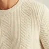 Pullover aus Baumwolle und Kaschmir mit Zopfmuster und Rundhalsausschnitt Pullover aus Baumwolle und Kaschmir mit Zopfmuster und Rundhalsausschnitt
