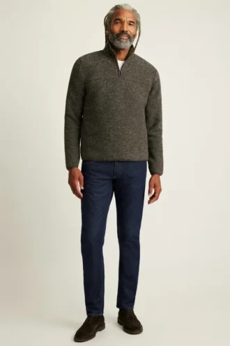 Pullover aus italienischer Wolle mit halbem Reißverschluss