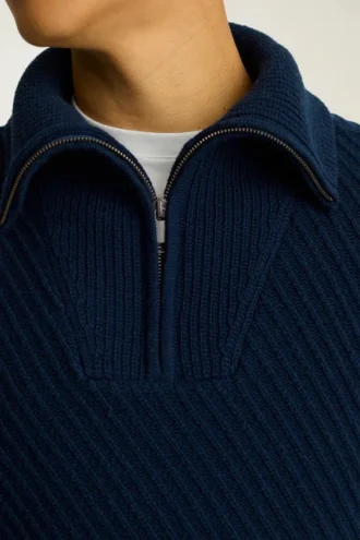 Pullover mit halbem Reißverschluss und Kragen
