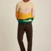 Pullover mit Rundhalsausschnitt und abstraktem Sonnenuntergangsmuster Pullover mit Rundhalsausschnitt und abstraktem Sonnenuntergangsmuster