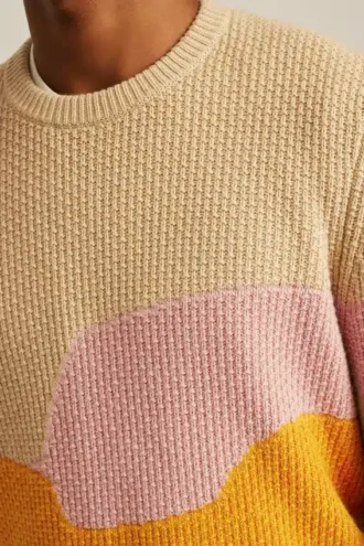 Pullover mit Rundhalsausschnitt und abstraktem Sonnenuntergangsmuster