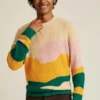 Pullover mit Rundhalsausschnitt und abstraktem Sonnenuntergangsmuster Pullover mit Rundhalsausschnitt und abstraktem Sonnenuntergangsmuster