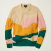 Pullover mit Rundhalsausschnitt und abstraktem Sonnenuntergangsmuster Pullover mit Rundhalsausschnitt und abstraktem Sonnenuntergangsmuster