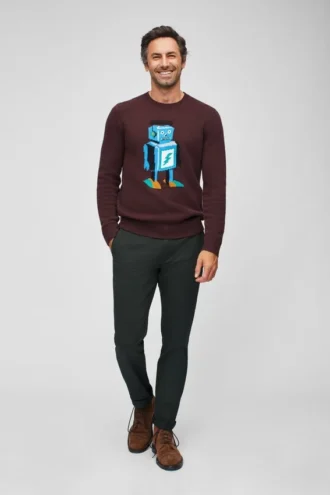 Roboter-Pullover mit Rundhalsausschnitt