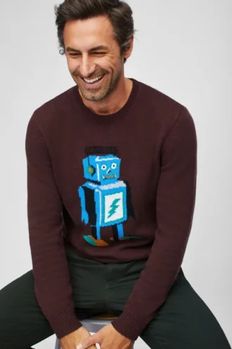 Roboter-Pullover mit Rundhalsausschnitt