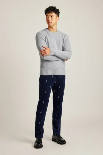 Stretch-Cordhose mit Stickerei