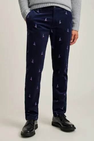 Stretch-Cordhose mit Stickerei