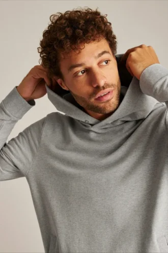 Stretch-French-Terry-Hoodie mit Druckknöpfen Stretch-French-Terry-Hoodie mit Druckknöpfen