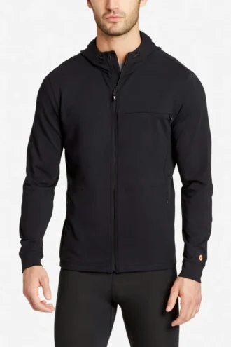 Stretch-Performance-Hoodie mit durchgehendem Reißverschluss
