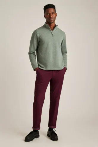 Strukturiertes Fleece-Shirt mit halbem Reißverschluss