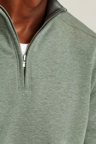 Strukturiertes Fleece-Shirt mit halbem Reißverschluss