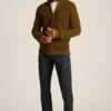 Waffelpullover mit durchgehendem Reißverschluss Waffelpullover mit durchgehendem Reißverschluss