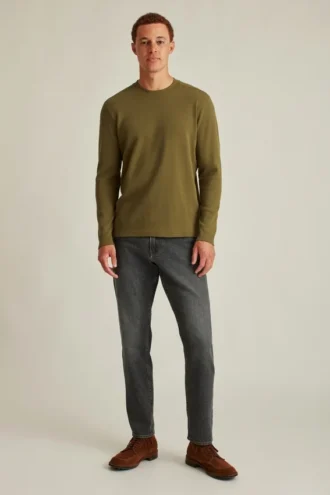 Waffelpullover mit Rundhalsausschnitt