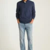 Waschbarer Baumwoll-Kaschmir-Pullover mit Viertelreißverschluss Waschbarer Baumwoll-Kaschmir-Pullover mit Viertelreißverschluss