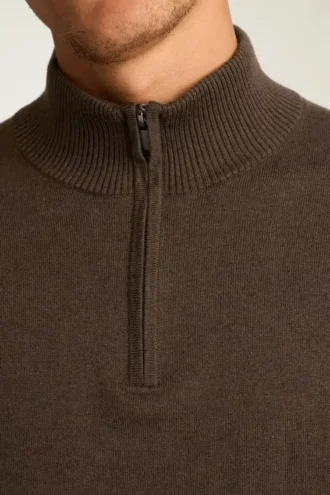 Waschbarer Baumwoll-Kaschmir-Pullover mit Viertelreißverschluss