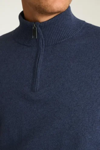 Waschbarer Baumwoll-Kaschmir-Pullover mit Viertelreißverschluss