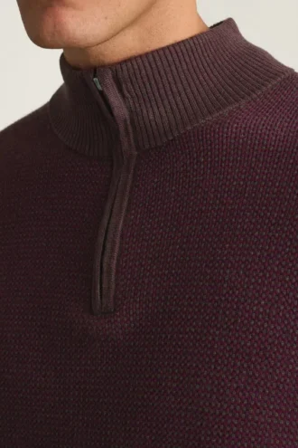 Waschbarer Baumwoll-Kaschmir-Pullover mit Viertelreißverschluss