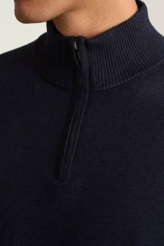 Waschbarer Baumwoll-Kaschmir-Pullover mit Viertelreißverschluss