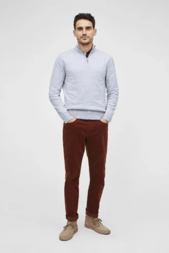 Waschbarer Half-Zip-Pullover aus Baumwolle und Kaschmir