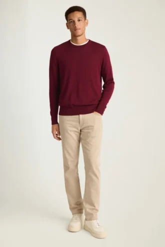 Waschbarer Merino-Pullover mit Rundhalsausschnitt Waschbarer Merino-Pullover mit Rundhalsausschnitt