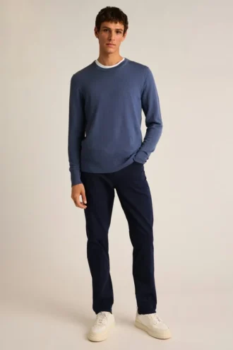 Waschbarer Merino-Pullover mit Rundhalsausschnitt