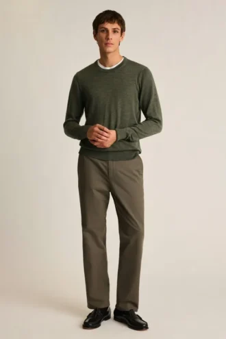 Waschbarer Merino-Pullover mit Rundhalsausschnitt