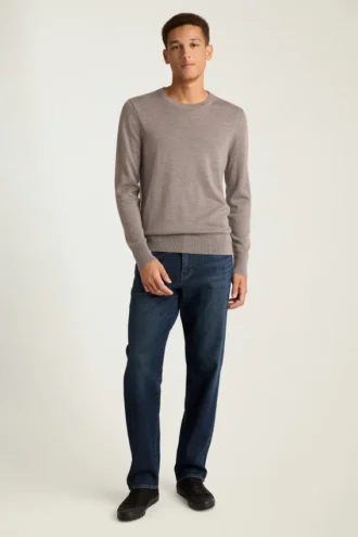 Waschbarer Merino-Pullover mit Rundhalsausschnitt