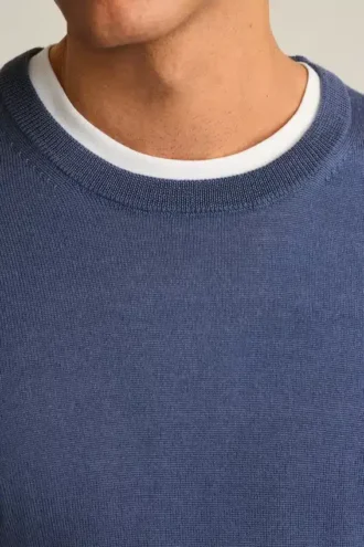 Waschbarer Merino-Pullover mit Rundhalsausschnitt