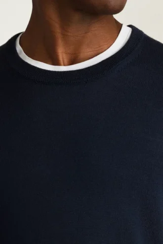 Waschbarer Merino-Pullover mit Rundhalsausschnitt
