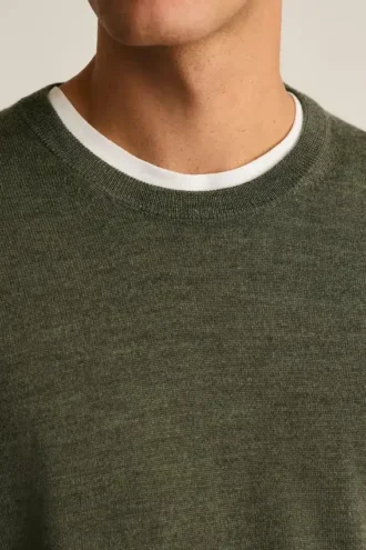 Waschbarer Merino-Pullover mit Rundhalsausschnitt