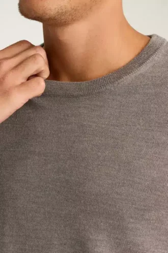 Waschbarer Merino-Pullover mit Rundhalsausschnitt