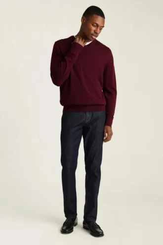 Waschbarer Merino-Pullover mit V-Ausschnitt