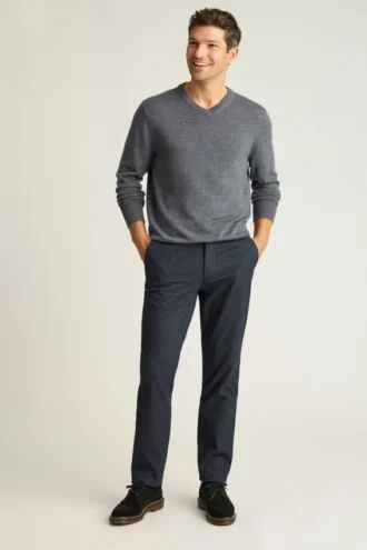 Waschbarer Merino-Pullover mit V-Ausschnitt