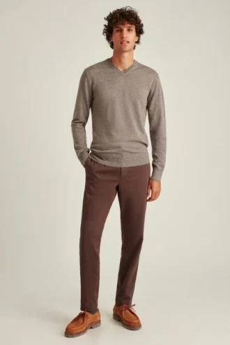 Waschbarer Merino-Pullover mit V-Ausschnitt