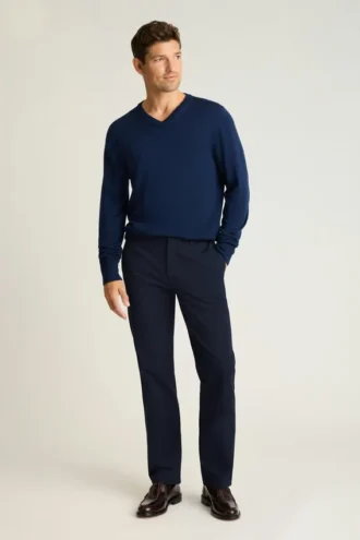 Waschbarer Merino-Pullover mit V-Ausschnitt
